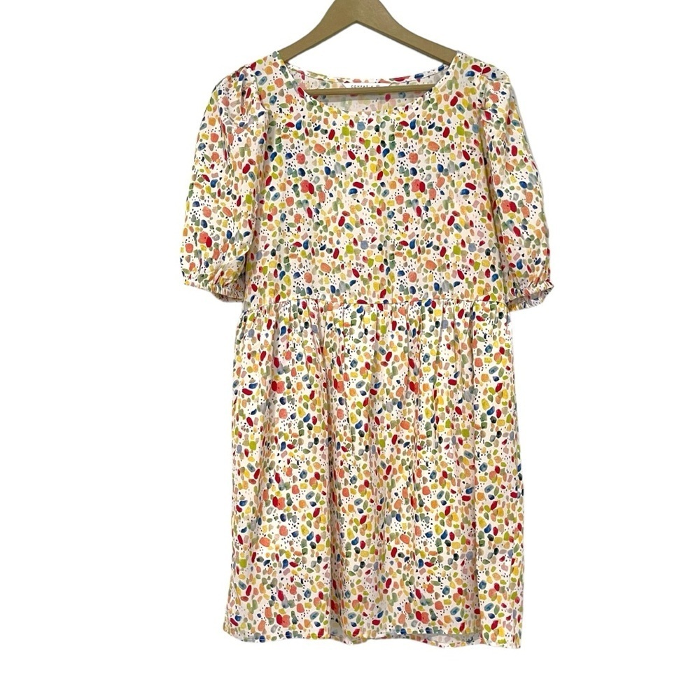 Compania Fantastica Multicolor Dotted Puff Sleeve Mini Dress Size Medium